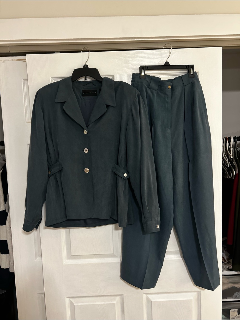 Vintage August Silk Women’s Two-Piece Jacket & Pants Set 100% Silk